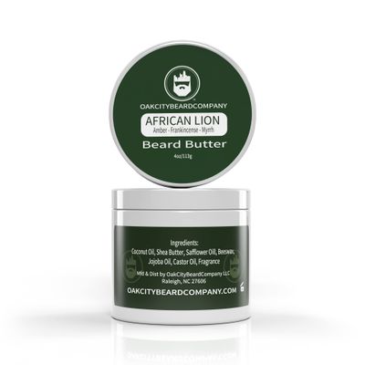 Oak City Beard Company - African Lion - 4 Ounce - Beard Butter - Beard Conditioner - Amber - Frankincense - Myrrh - Patchouli