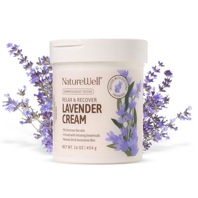 NATURE WELL Lavender Smooth &amp; Soften Moisturizing Cream For Face, Body, &amp; Hands, Infused With Natural Oils &amp; Extracts, Restores Skin Moisture Barrier, 16 Oz.
