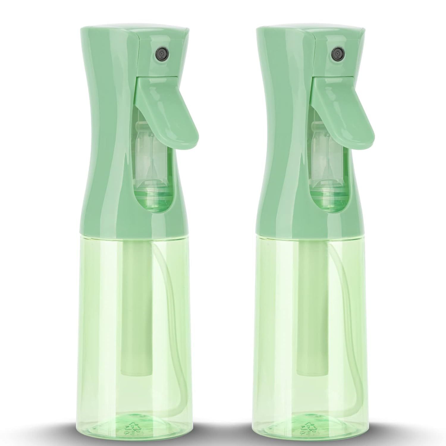 Zuhose Continuous Spray Bottle, 6.8OZ /200ML Hair Mister Spray Bottle, Mist Spray Bottle for Hair, Fine Mist Water Spray Bottle for Salons,Barber, Plants, Skin Care, Cleaning(Clear Green,2 Pack)