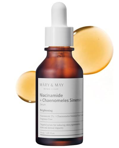 Mary&amp;May Niacinamide + Chaenomeles Sinensis Face Serum - Korean Vitamin B3 Face Serum for Clear, Bright Skin, Sebum Control and Acne Soothing- Quick Absorption, Non-Sticky, Fragrance Free, 1.01 fl.oz.