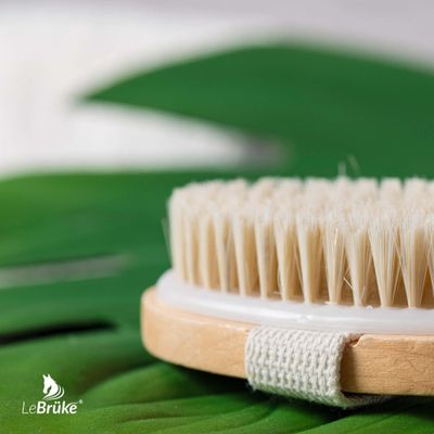 Lebrke Dry Brushing Body Brush - Natural Bristles - for Flawless Skin, Cellulite Treatment &amp; Blood Circulation
