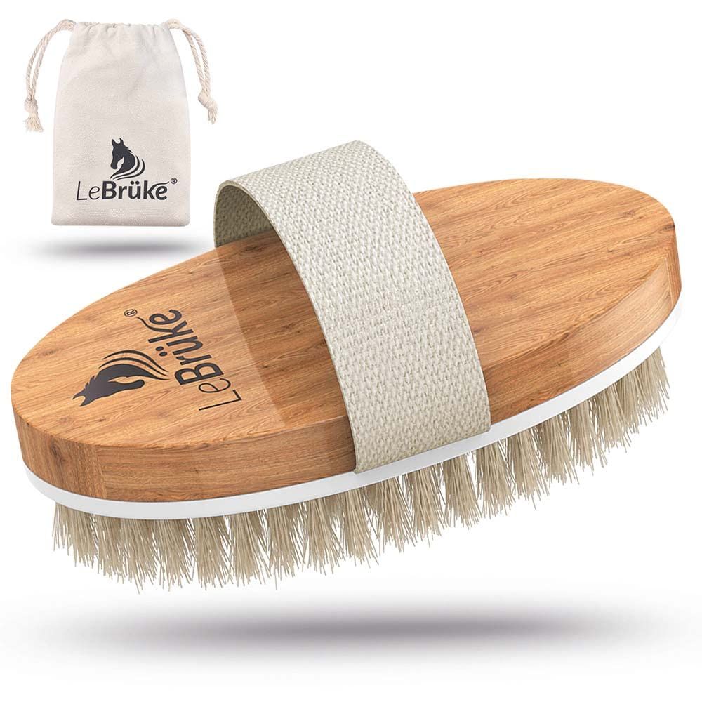 Lebrke Dry Brushing Body Brush - Natural Bristles - for Flawless Skin, Cellulite Treatment &amp; Blood Circulation