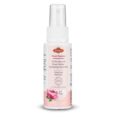 Otaci Rose Passion 100% Natural Rose Water Hydrating Face Mist, Spray Rosewater Face Mist Facial Hydrating Natural Skin - Travel Size