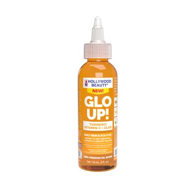 Hollywood Beauty Glo Up! Daily Skin &amp; Scalp Oil with Turmeric, Vitamin C, and Aloe, 4 fl oz