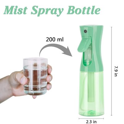 Zuhose Continuous Spray Bottle, 6.8OZ /200ML Hair Mister Spray Bottle, Mist Spray Bottle for Hair, Fine Mist Water Spray Bottle for Salons,Barber, Plants, Skin Care, Cleaning(Clear Green,2 Pack)