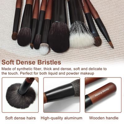 Mini Makeup Brush Set, 9 Full Face Mini Travel Make Up Brushes Set, Synthetic &amp; Natural Hair Makeup Brushes For Blush, Eyeshadow, Conceal, Eyebrow Brush, with a compact Brush Case