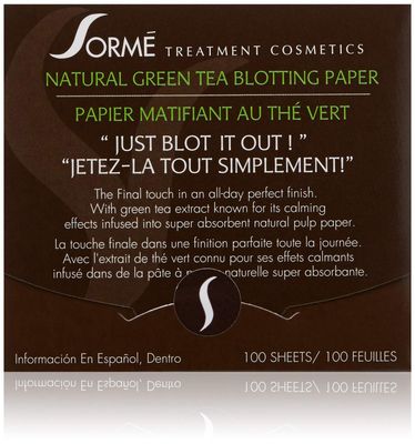 Sorme&#39; Treatment Cosmetics Blotting Paper, Green Tea, 0.5 oz.
