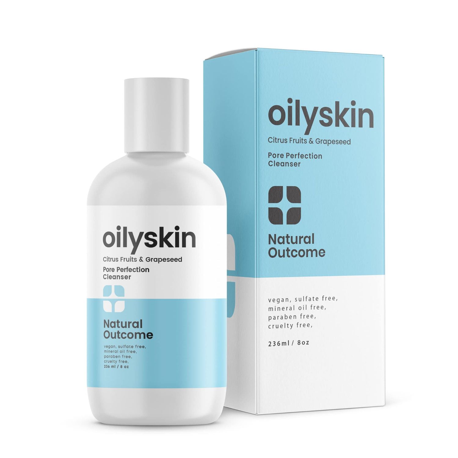 natural outcome Oily Skin Cleanser | Oil Control Daily Face Wash | Pore Hydrating Non-Greasy Cleansing Gel with Purifying Citrus Extracts for Oily Skin Types | Sulfate &amp; Cruelty Free | 8 oz