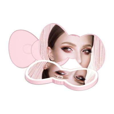 Impressions Vanity Hello Kitty Bow LED Compact Mirror, Double Sided Cute Travel Makeup Mirror, Soft Touch Button with Slide Down Auto Shut Off (Large)