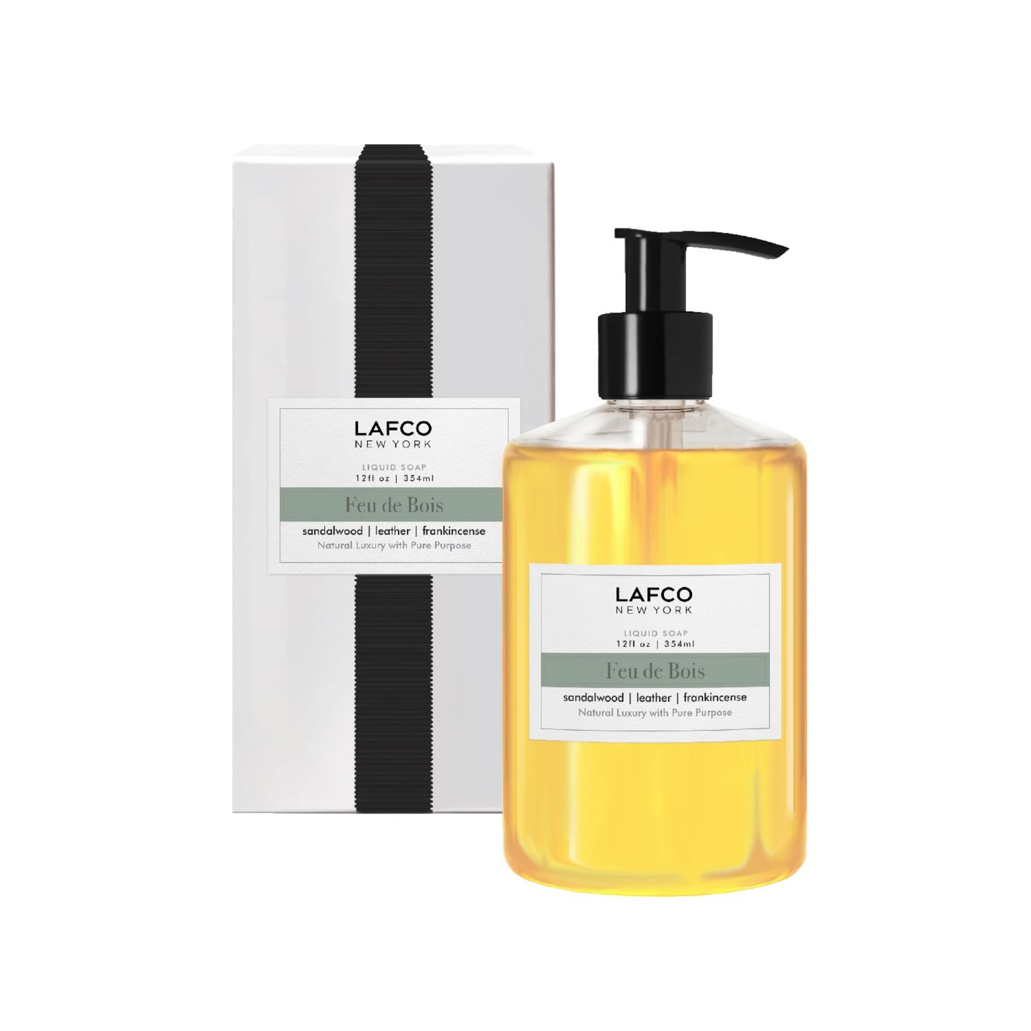 LAFCO New York Liquid Soap, Feu de Bois - 12 oz - Regenerates, Protects &amp; Moisturizes - All Skin Types - Hypoallergenic, Synthetic Free &amp; Cruelty Free - Made in Italy