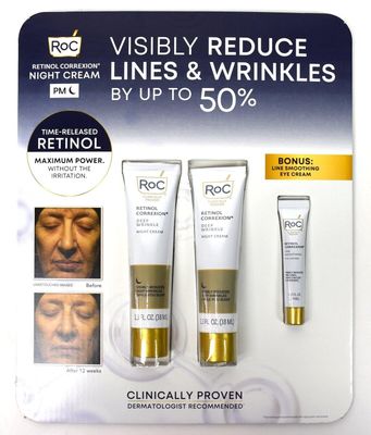 ROC Deep Wrinkle Night Cream Double Pack - New Larger Size 10% MORE!! , 1 Fl Oz (Pack of 2)
