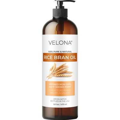 velona Rice Bran Oil 16 Fl Oz | 100% Pure and Natural Carrier Oil | Refined, Cold Pressed | Cooking, Face, Hair, Body &amp; Skin Care | Use Today - Enjoy Results