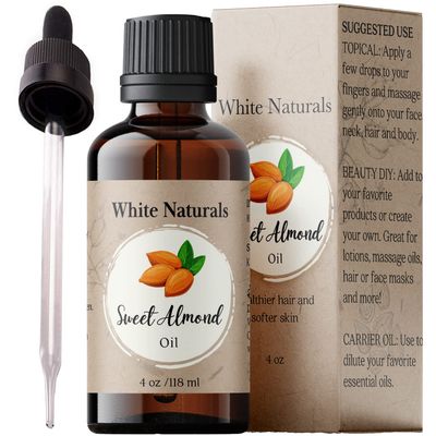 Sweet Almond Oil for Hair and Skincare, 100% Pure Natural Cold Pressed, Hexane Free, Face, Body, Hands Skin Moisturizer, Therapeutic Massage, Best Carrier Oil for Essential Oils &amp; DIY Base