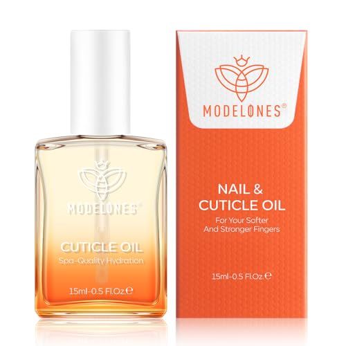 modelones Cuticle Oil, Nail Strengthener with Jojoba Oil &amp; Vitamin E, Nail Growth Oil that Repairs Cuticles &amp; Promotes, Moisturizes Dry Skin, 15ml