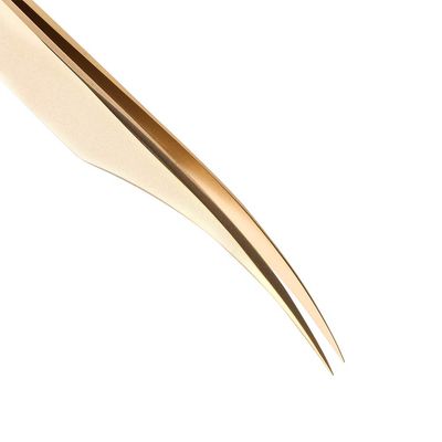 Ms.Queen Eyelash Extension Tweezers Set-Precision Tweezers for 2D-6D Volume&amp;Individual False Lashes Extensions with PU Storage Case-Golden (Dolphin Tweezers/M003-3)