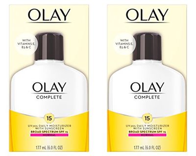 Olay Face Moisturizer Complete Lotion All Day Daily Facial Moisturizing Lotion SPF 15 for Normal Skin and Hydration, Oil-Free Non-Greasy, 6 Fl Oz (Pack of 2)