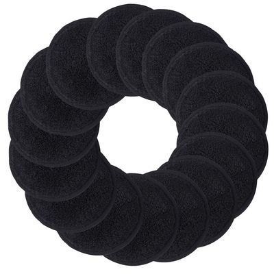 SUNLAND Reusable Makeup Remover Pads for Face,Eyes,Lips 16 Pack Microfiber Face Cleansing Gloves Washable with Laundry Bag and Travel Bag Rounds Toner Pads (Round 3.15inchx16, Black)