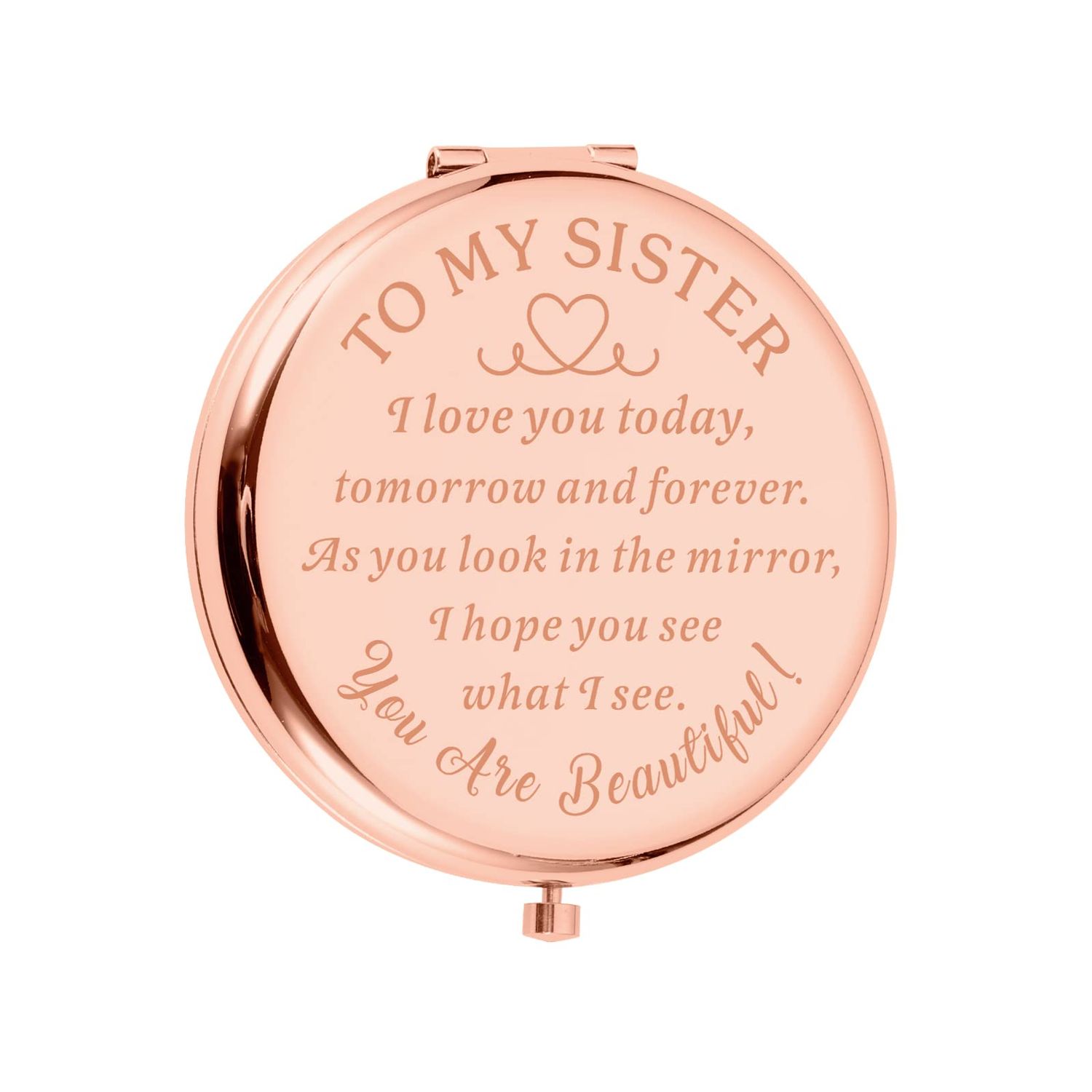 ZZP Compact Mirror Gifts for Sister from Sister Mini Travel Mirror for Purse 1X/2X Magnifying Mirror for Girls Christmas Stocking Stuffers for Sister Women Sister Gifts from Sister Pocket Mirror