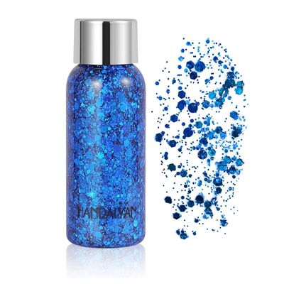Mermaid Sequins Body Glitter Gel for Face,Shimmer Liquid Eyeshadow Holographic Glitter Body Gel Festival Glitter Cosmetic Face Skin Hair Nails Makeup Long Lasting Sparkling (Body Glitter#3-Blue)