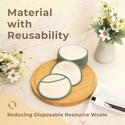 myHomeBody Reusable Makeup Remover Pads, Reusable Face Pads, Ultra-Soft and Gentle Facial Cleansing Pads - 12 Pack with Laundry Bag