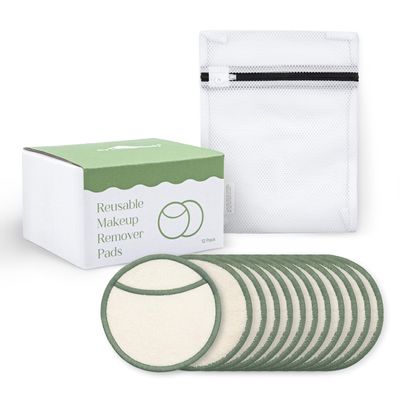 myHomeBody Reusable Makeup Remover Pads, Reusable Face Pads, Ultra-Soft and Gentle Facial Cleansing Pads - 12 Pack with Laundry Bag