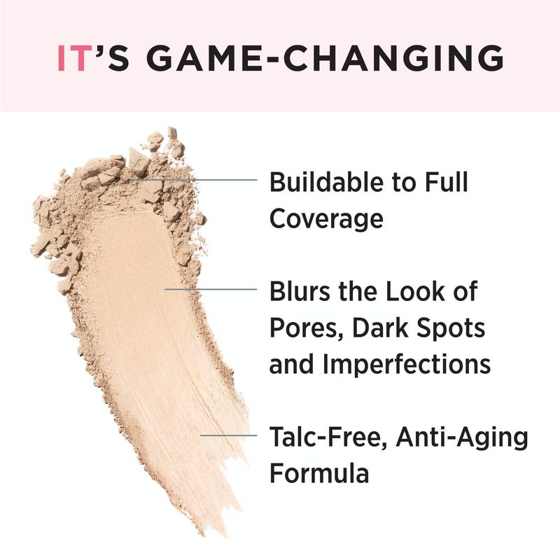 IT Cosmetics CC+ Airbrush Perfecting Powder Foundation - Buildable Full Coverage Of Pores &amp; Dark Spots - Hydrating Face Makeup with Hydrolyzed Collagen &amp; Niacinamide - Light - 0.33 Oz