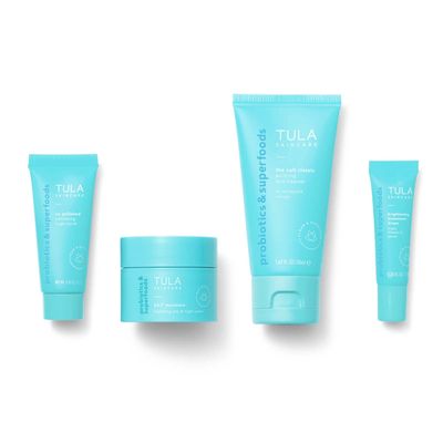 Tula Skin Care On the Go Best Sellers Travel Kit | Facial Cleanser, Day &amp; Night Moisturizer, Sugar Scrub &amp; Vitamin C Serum for Glowing, Radiant Skin, 1.0 Count