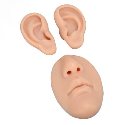 Silicone Ear Model Novice Simulated Display, Soft Flexible Model Body Part Displays, Fake Nose, Authentic Modeling Practical Silicone Ear Model, 3D Nose and Mouth Model Ear Care(Medium Skin Color)