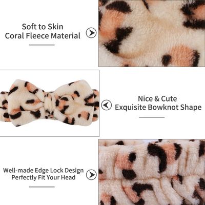 Ondder Spa Terry Cloth Headbands - 6 Pcs Fuzzy Skincare Head Bands for Face Washing, Makeup Removal, and Skin Care - Cute Bow Hair Bands for Women