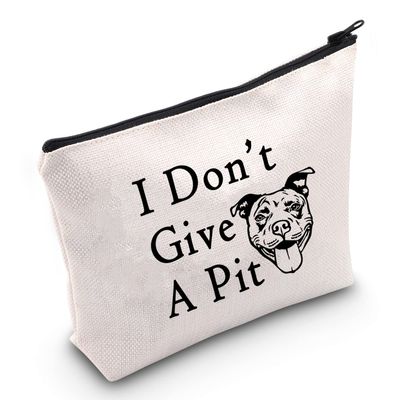 LEVLO Funny Pitbull Lovers Gifts Pitbull Cosmetic Bags I Dont Give A Pit Makeup Bags Pitbull Saying Gifts (I Dont Give A Pit)