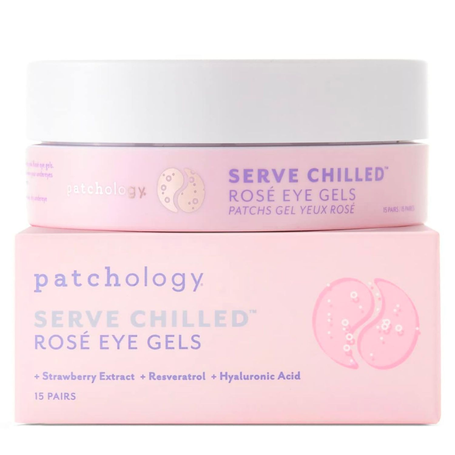 Patchology Serve Chilled Ros Eye Gels - Eye Patches for Puffy eyes &amp; Dark Circles, Gel Eye Patches, Under Eye Mask w/Hyaluronic Acid, Eye Treatment Products &amp; Mini Beauty Products (15 Pairs/Jar)