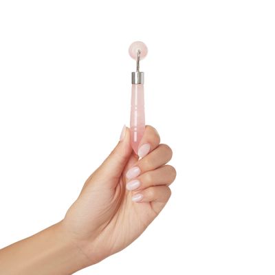 Plum Beauty Mini Rose Quartz Roller for Face - Improves Skin Tone and Blood Circulation - Skin Care Face Roller Reduces Under-Eye Puffiness and Dark Circles