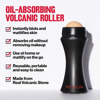 Revlon Face Roller, Oily Skin Control for Face Makeup, Oil Absorbing, Volcanic Reusable Facial Skincare Tool for At-Home or On-the-Go Mini Massage, 1 Count