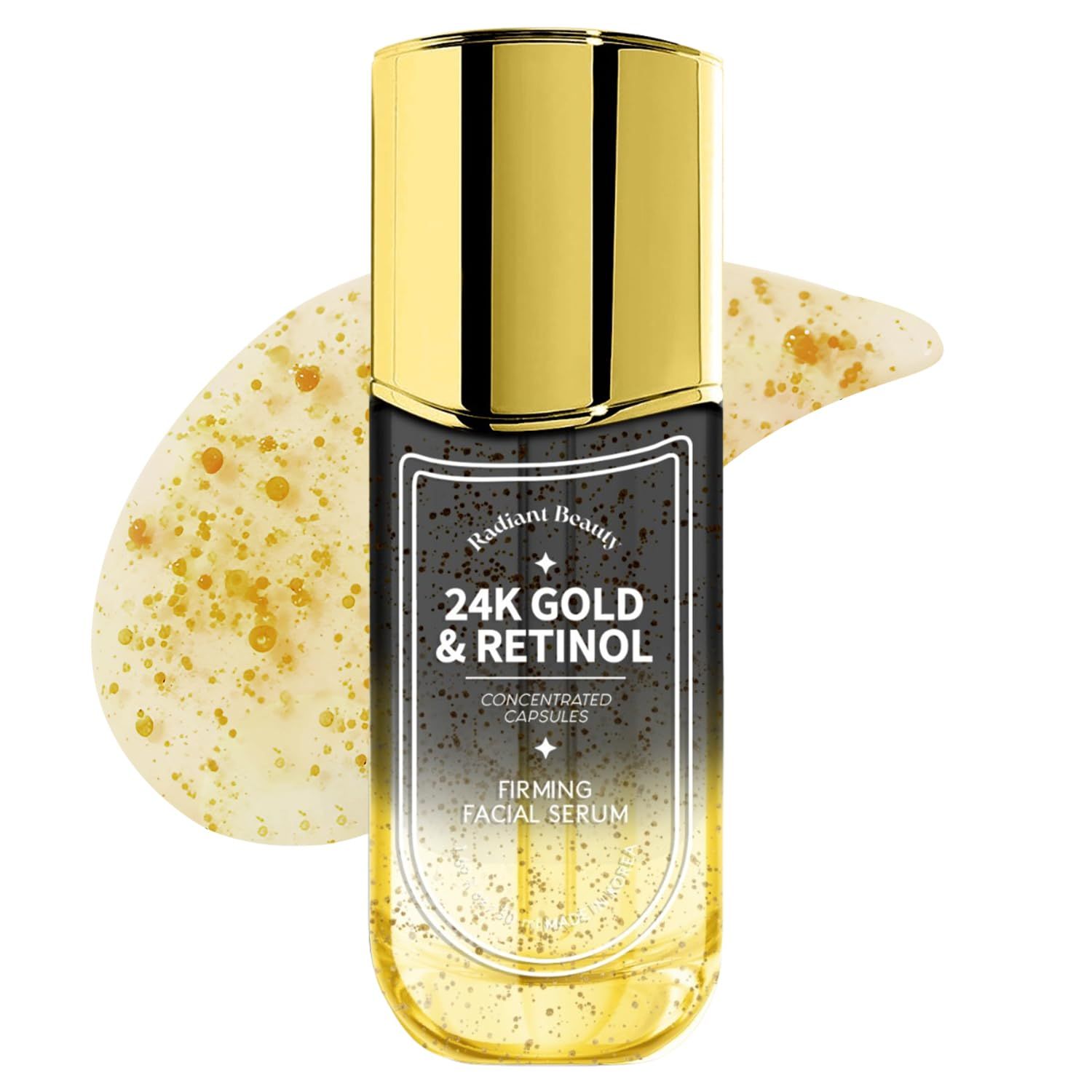 Radiant Beauty 24K Gold &amp; Retinol Firming Serum - Moisturizing, &amp; Protecting - Reduces Dark Spots &amp; Wrinkles - Dermatologist Tested, Korean Skin Care - 1.69 FL.OZ.