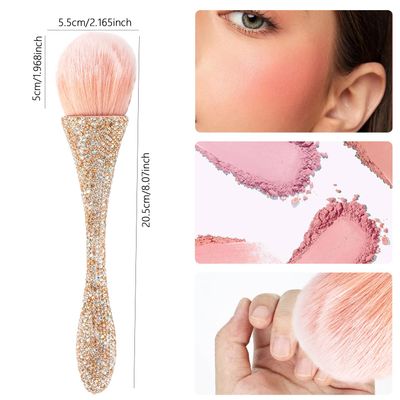 JERCLITY 1 Piece Shiny Rhinestones Powder Makeup Brushes Blush Brush Super Large Face Makeup Brushes Kabuki Brushes for Powder Cosmetic Nail Dust Brush Loose Powder Brush Makeup Tool(Gold Diamond)