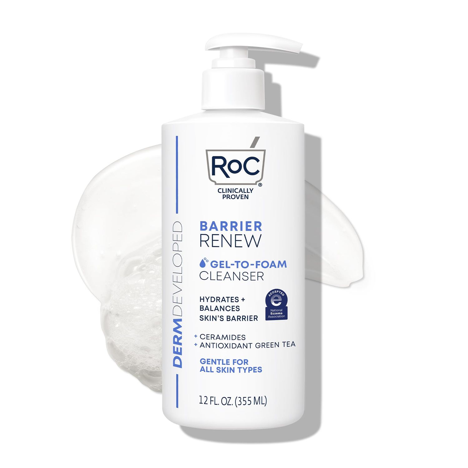 RoC Barrier Renew Gel to Foam Non Drying Facial Cleanser to Hydrate Skin, Stocking Stuffers for Men &amp; Women, 12 Ounces
