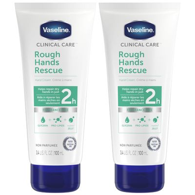 Vaseline Clinical Care Rough Hands Rescue - Healing Hand Cream for Dry, Cracked Hands Jelly, Hand Lotion for Women &amp; Men, Fragrance Free, 3.4 Oz (Pack of 2)