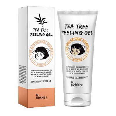 ROKKISS Tea Tree Peeling Gel (4.1fl oz) - Gentle Exfoliating Gel for Face &amp; Body with Natural Cellulose, Remove Impurities for Smooth Skin, Korean Skin Care. Cica, Licorice &amp; Aloe Vera Extracts.