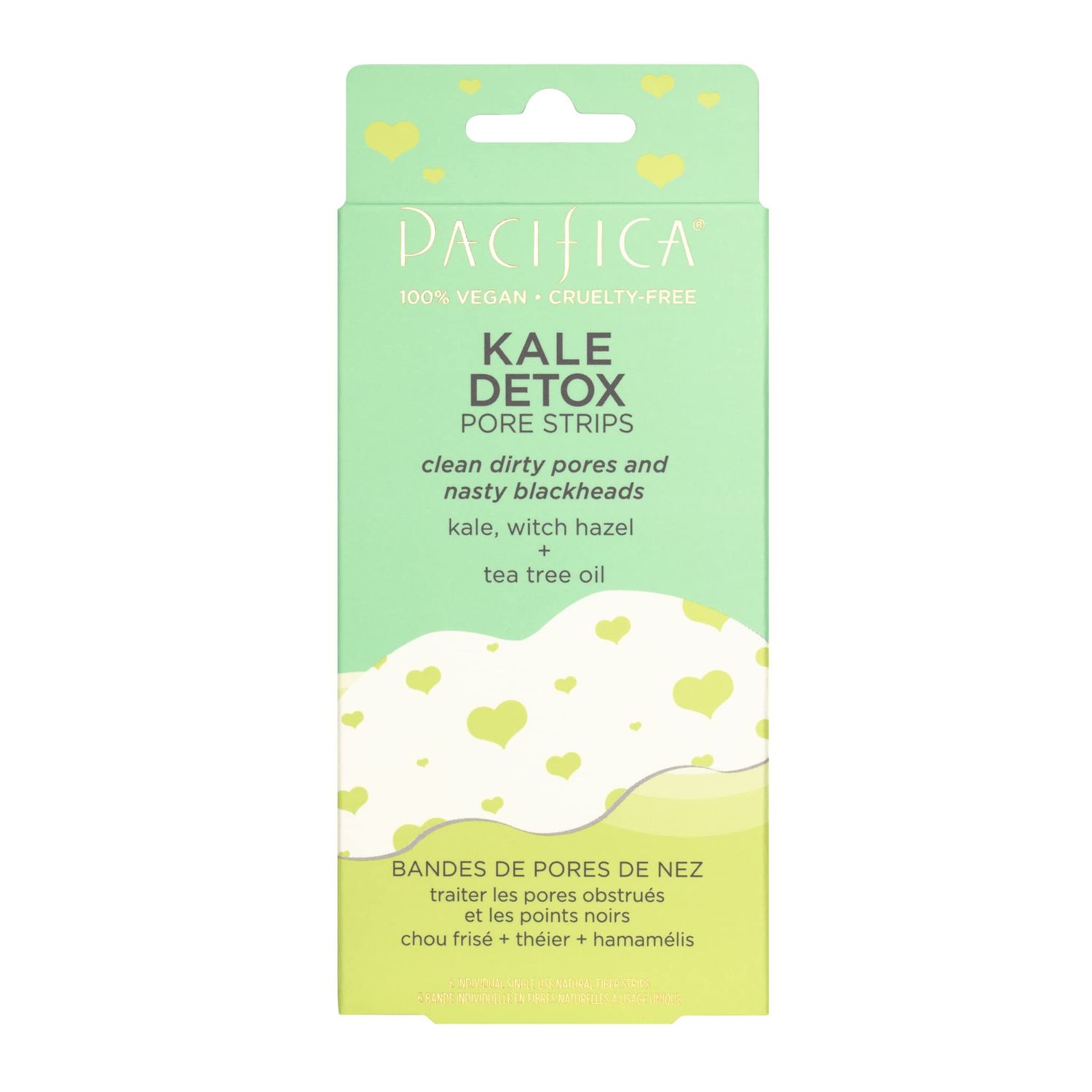 Pacifica - Blackhead Remover Strips Nose Strips - Kale Detox Skin Care - Deep Cleansing Nose Strips w/Instant Pore Unclogging - Oil-Free, Non-Comedogenic Use Vegan, Clean Beauty Dermatologist Tested