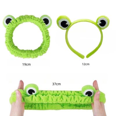 SINGEWOW Cute Frog Headband,Spa Headband and Wrist Bands,Skincare Headbands, Makeup Headband,Frog Elastic Face Wash Sets for Girls and Women