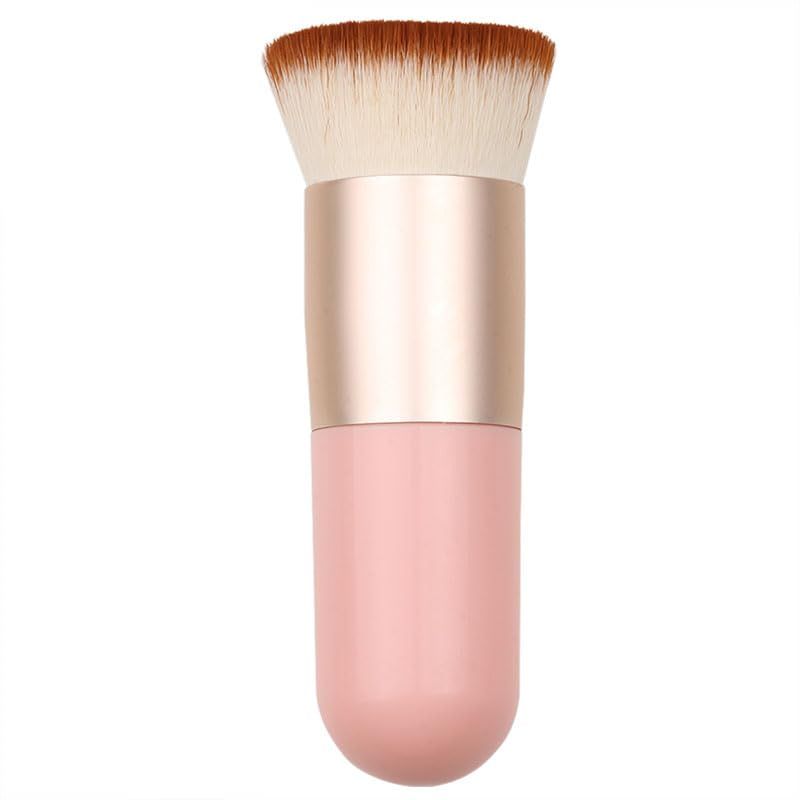 VONOVO Foundation Makeup Brush Flat Top Kabuki Face Blush Liquid Powder Foundation Brush for Blending Liquid, Cream or Flawless Powder Cosmetics Gifts for Women (Pink)
