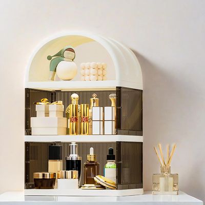 KHayRovies Plastic Cosmetic Organizer Storage, Cosmetic Makeup Organizer Cosmetics Storage Display Case, Bathroom Countertop Home Storage Holder Shelf for Lotion Perfume Skincare Bedroom