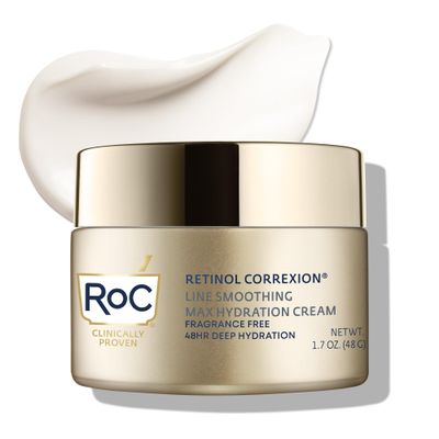 RoC Retinol Correxion Max Hydration Anti-Aging Daily Face Moisturizer with Hyaluronic Acid, Fragrance-Free, Oil Free Skin Care, Stocking Stuffers for Men &amp; Women, 1.7 Ounces (Packaging May Vary)
