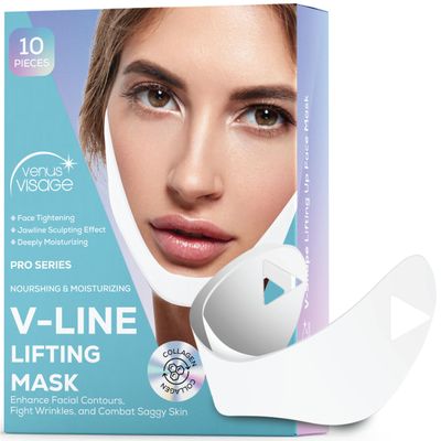 VENUS VISAGE V Line Lifting Mask - Invisible Face Strap, Chin Up Mask, Face Lifting Belt Neck Tape lift for jawline firming and Tightening Contour (10 Count (Pack of 1))