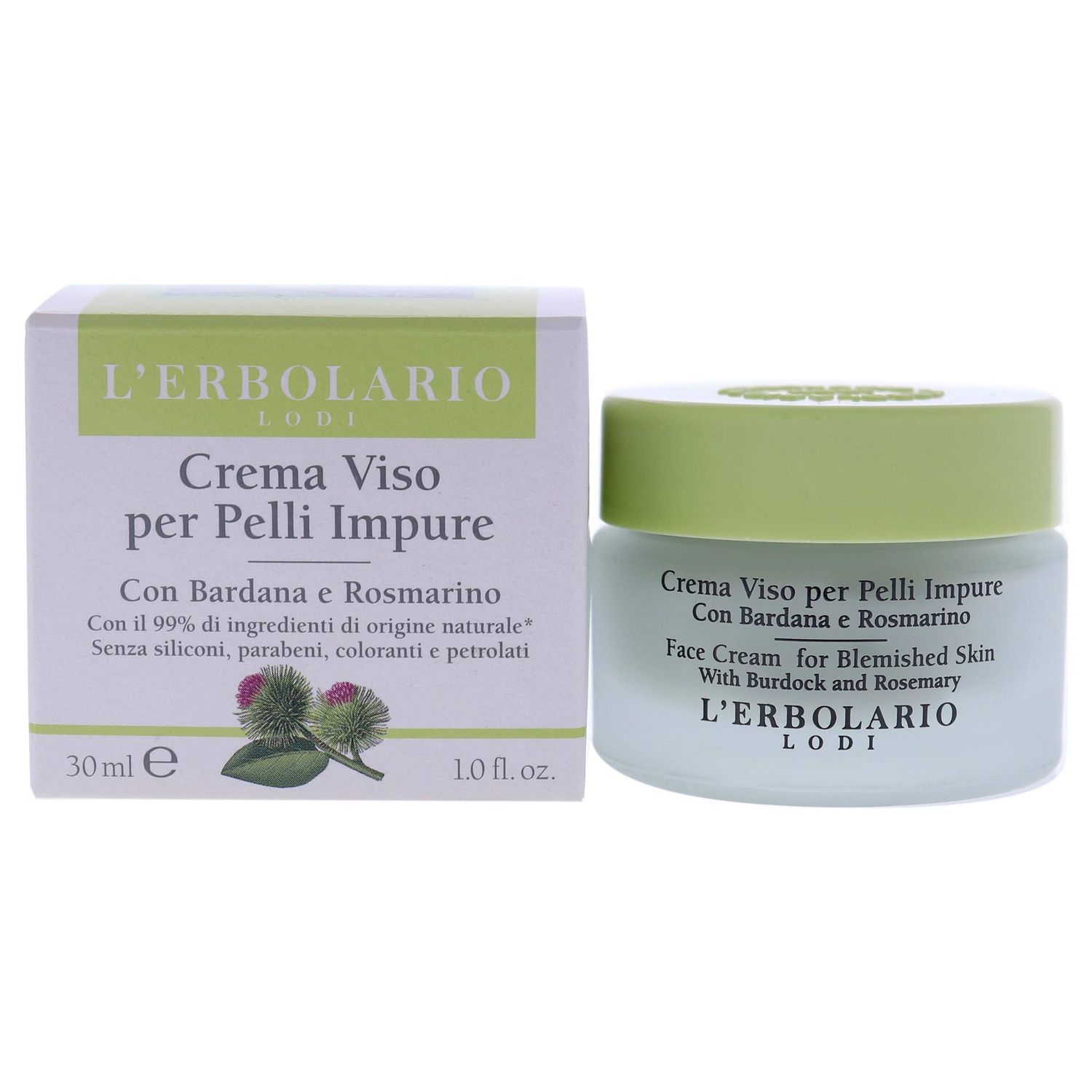 L&#39;Erbolario Face Cream For Blemished Skin - Developed For Oily Skin With Blackheads - Immediate Matte Effect - Closes Dilated Pores - Helps Skin Find It&#39;s Natural Balance - Paraben Free - 1 Oz