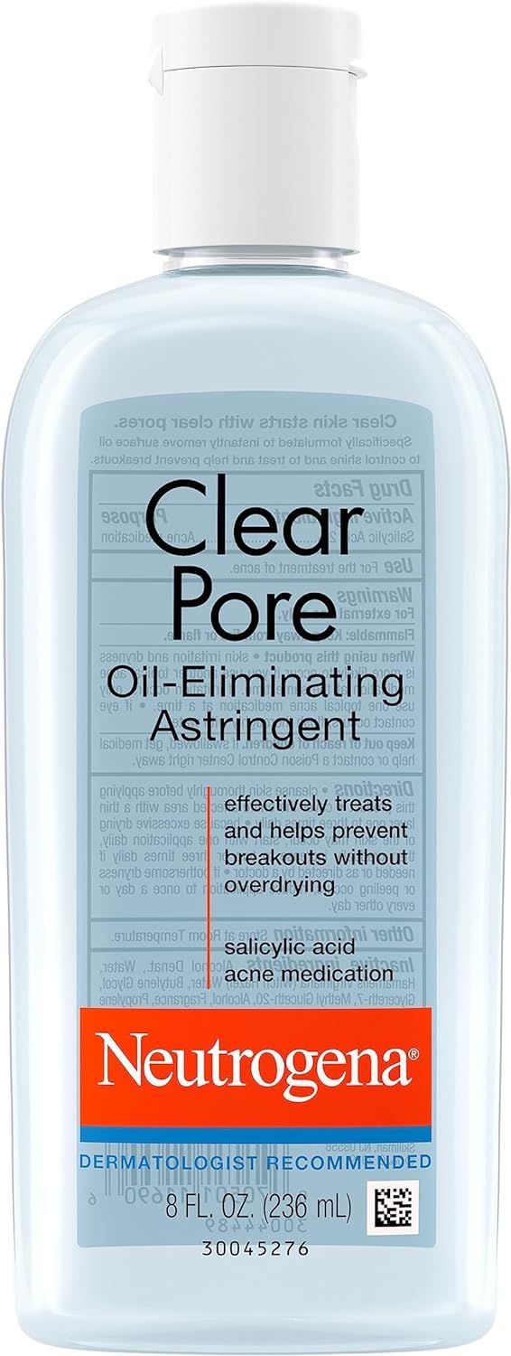 Neutrogena Clear Pore Oil-Eliminating Astringent with Salicylic Acid, Pore Clearing Treatment for Acne-Prone Skin, 8 fl. Oz (Pack of 6)