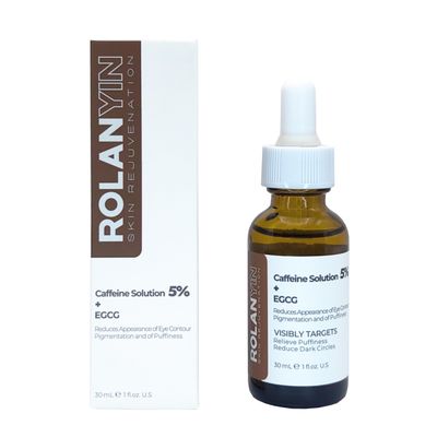 ROLANYIN Caffeine Solution 5% + EGCG Eye Serum for Puffiness Reduction Dark Circle Treatment Hydrating Firming and Soothing Anti Aging Nourishing Formula Skin Care