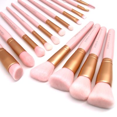 Z&#39;OREYA Makeup Brushes 15Pcs Makeup Brush Set Premium Synthetic Kabuki Brush Cosmetics Foundation Concealers Powder Blush Blending Face Eye Shadows Brush Set (Pink)