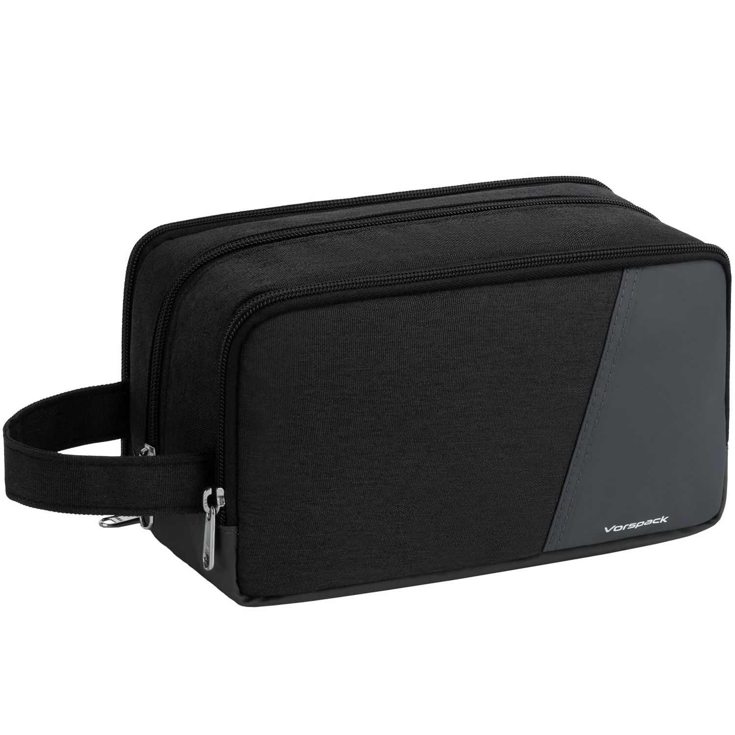 Vorspack Travel Toiletry Bag - Large Toiletry Bag for Men Water Resistant Skincare Bag Dopp Kit for Bathroom Toiletries Accessories Gifts - Black