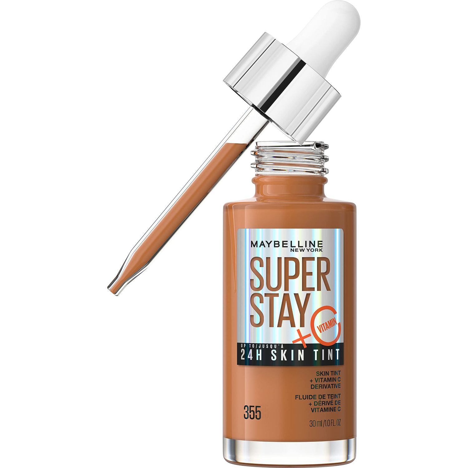 Maybelline New York Super Stay Up to 24HR Skin Tint, Radiant Light-to-Medium Coverage Foundation, Makeup Infused With Vitamin C, 335, 1 Count, Super Stay Tint 355, 1.0 ounces, 0.4542 fluid_ounces